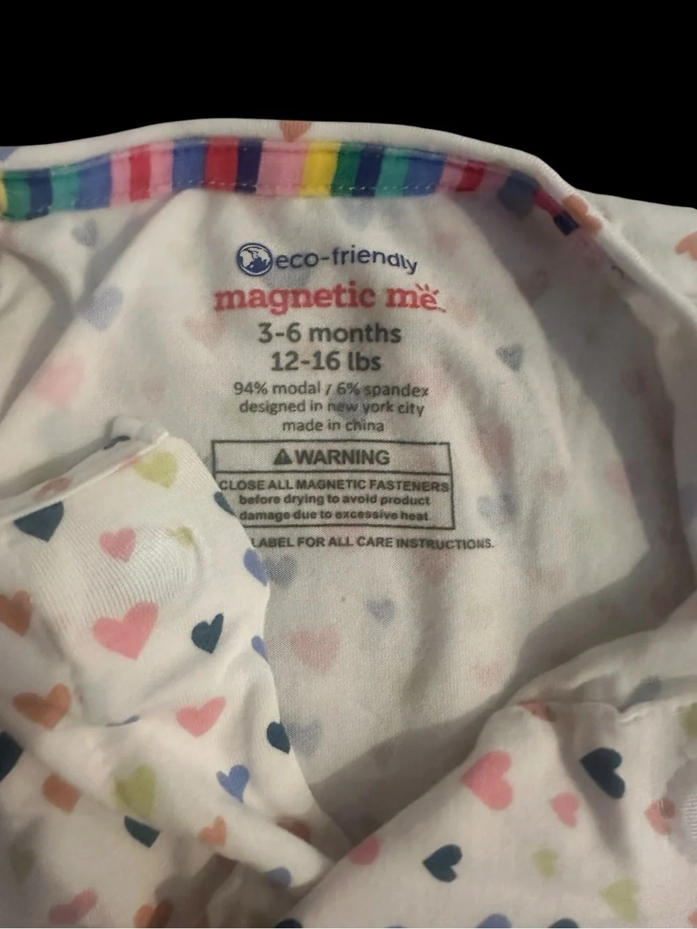 Magnetic Me Multicolor Heart Print Kids Footie 3-6 months